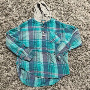 Vintage 80s Flannel Hoodie Granola Girl Core Size S